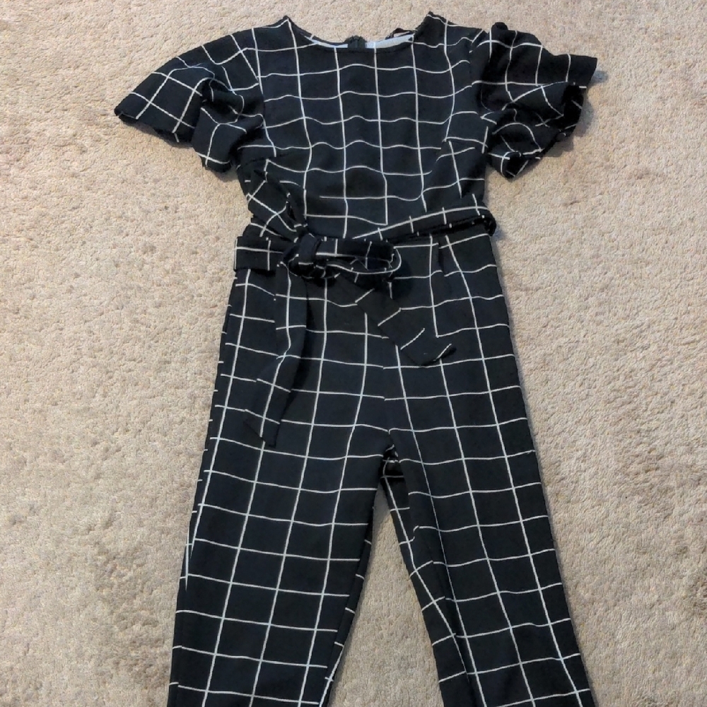 SHEIN Black and White Grid Jumpsuit